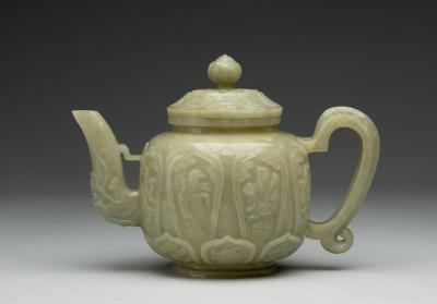 图片[2]-Jade teapot carved with the Eight Immortals motif, Qing dynasty, c. 18th-19th century-China Archive